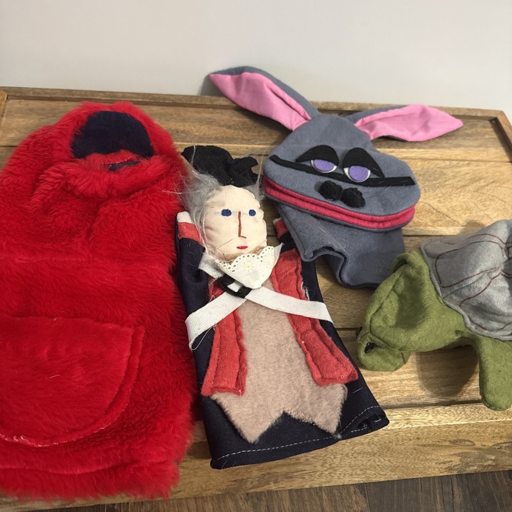 Lot of 4 Vintage Hand Made Cloth Puppets